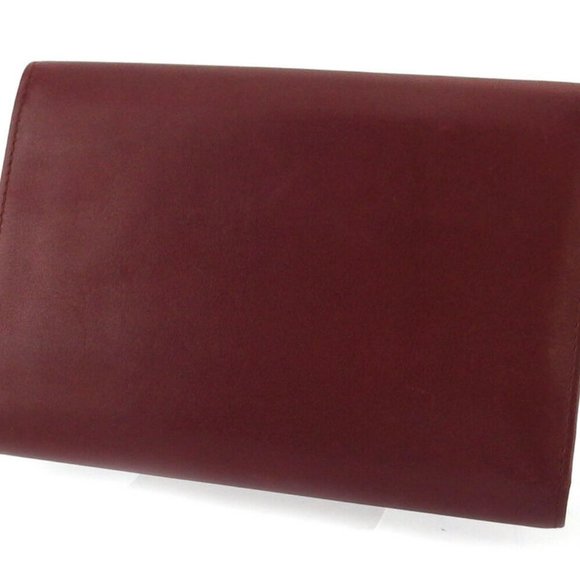 Cartier tri-fold wallet mast line Bordeaux leather Authentic used
